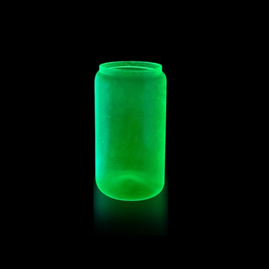 16oz Green Glow In The Dark Frosted Glass Sublimation Can