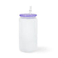 16oz Frosted Glass Sublimation Can with Coloured Lid
