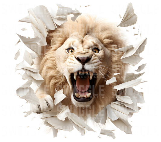 3D Leaping Lion - Digital Download - 20oz Skinny Straight Tumbler Wrap