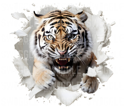 3D Leaping Tiger - Digital Download - 20oz Skinny Straight Tumbler Wrap