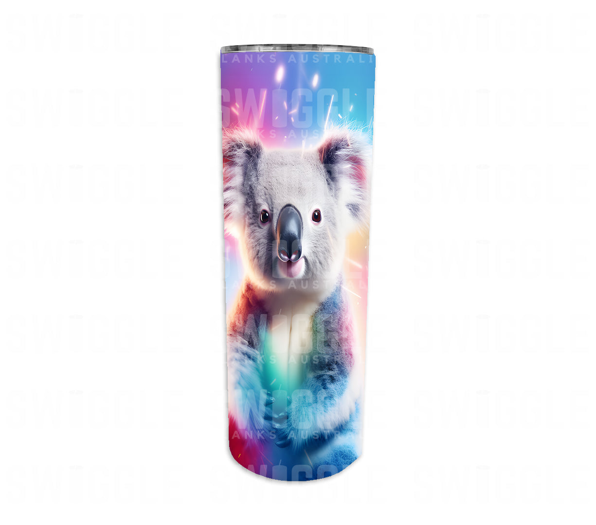 3D Rainbow Koala - Digital Download - 20oz Skinny Straight Tumbler Wrap