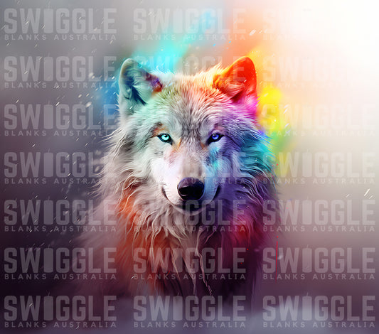 3D Rainbow Wolf - Digital Download - 20oz Skinny Straight Tumbler Wrap