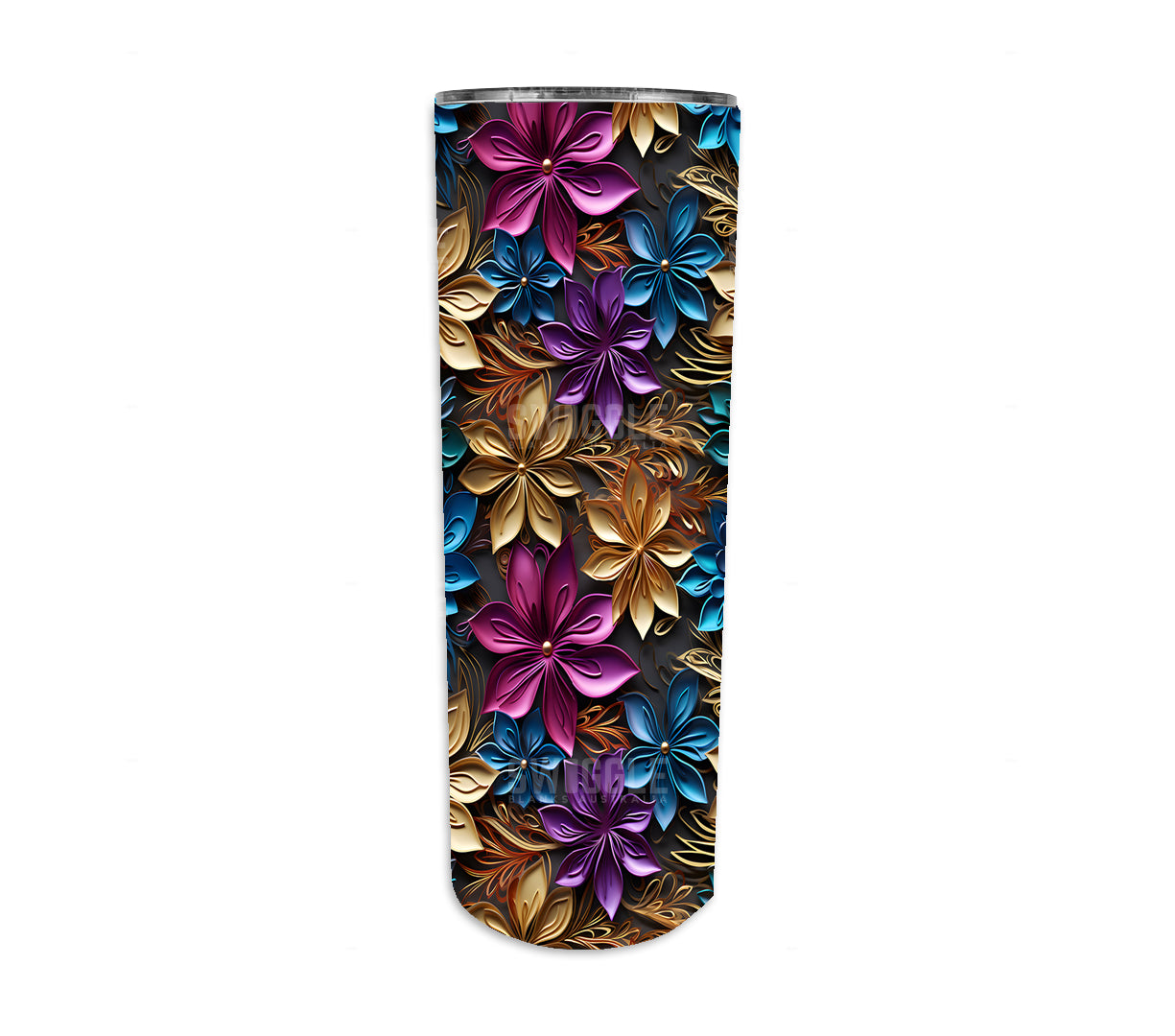 3D Metallic Paper Flowers #4 - Digital Download - 20oz Skinny Straight Tumbler Wrap
