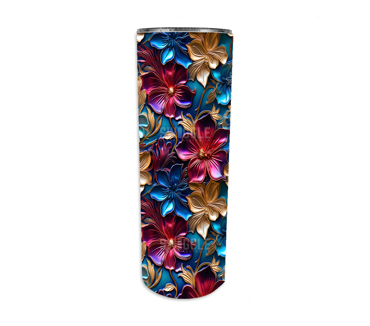 3D Metallic Floral Resin Pattern #1 - Digital Download - 20oz Skinny Straight Tumbler Wrap