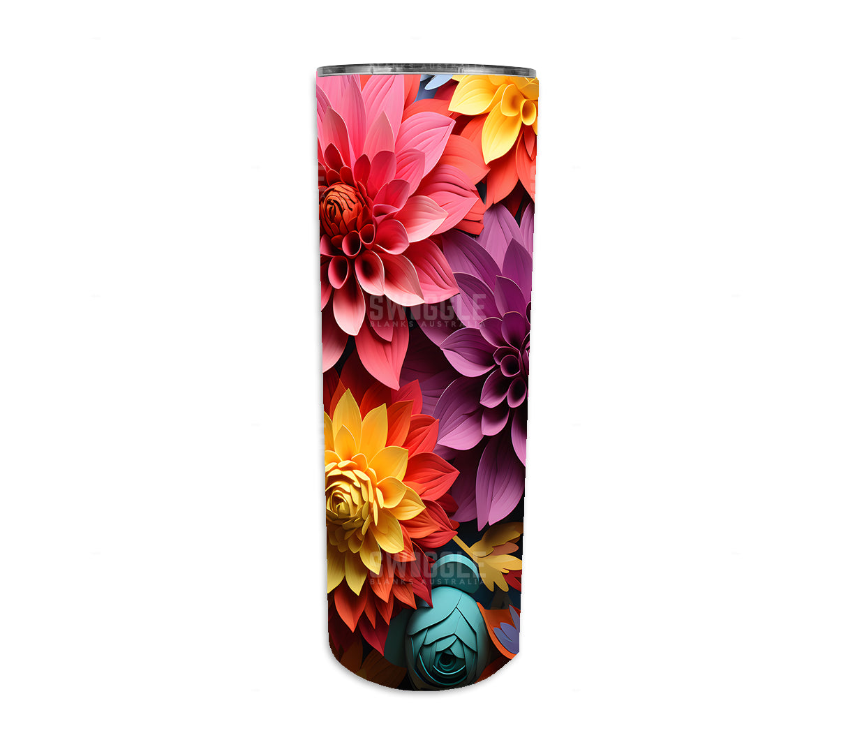 3D Paper Flowers #5 - Digital Download - 20oz Skinny Straight Tumbler Wrap