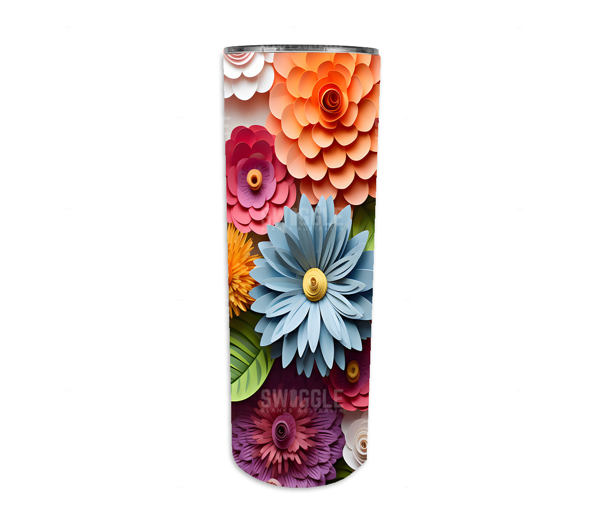 3D Paper Flowers #6 - Digital Download - 20oz Skinny Straight Tumbler Wrap