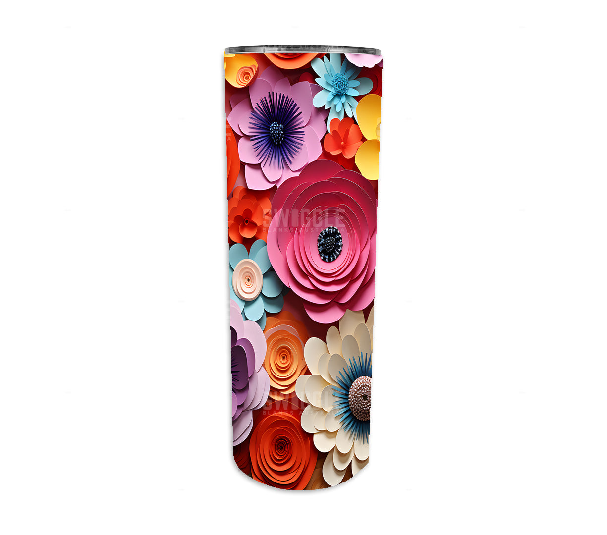 3D Paper Flowers #8 - Digital Download - 20oz Skinny Straight Tumbler Wrap