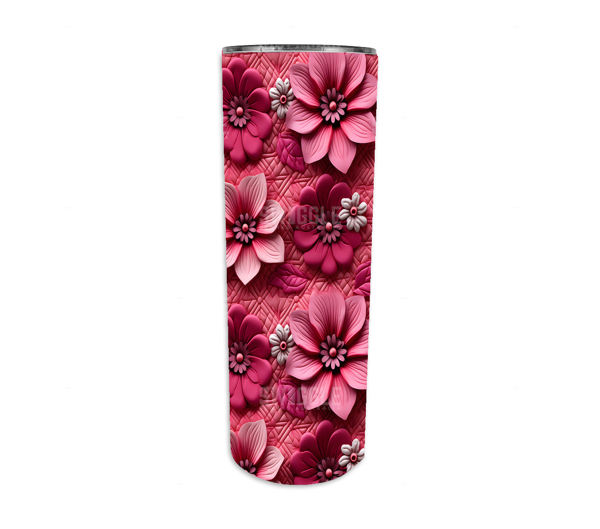3D Quilted Flowers #2 - Digital Download - 20oz Skinny Straight Tumbler Wrap