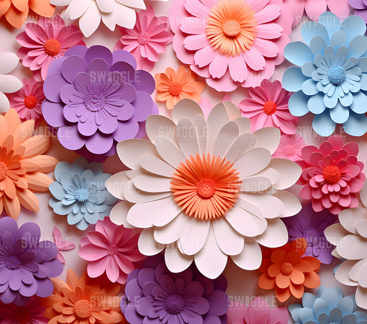 3D Paper Flowers #7 - Digital Download - 20oz Skinny Straight Tumbler Wrap