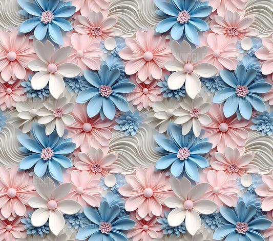 3D Paper Flowers #2 - Digital Download - 20oz Skinny Straight Tumbler Wrap