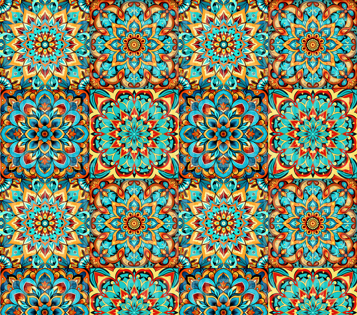 Moroccan Tiles Abstract Print #25 - Digital Download - 20oz Skinny Straight Tumbler Wrap