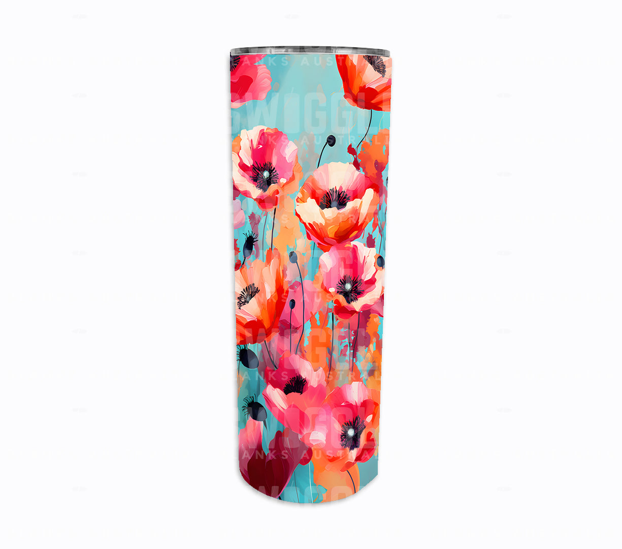 Poppy Florals #1 - Digital Download - 20oz Skinny Straight Tumbler Wrap