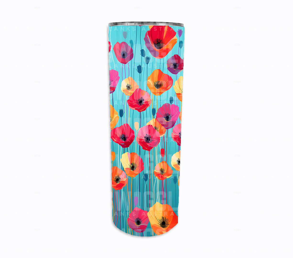 Poppy Florals #3 - Digital Download - 20oz Skinny Straight Tumbler Wrap