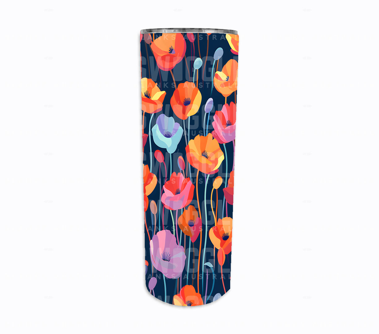 Poppy Florals #4 - Digital Download - 20oz Skinny Straight Tumbler Wrap