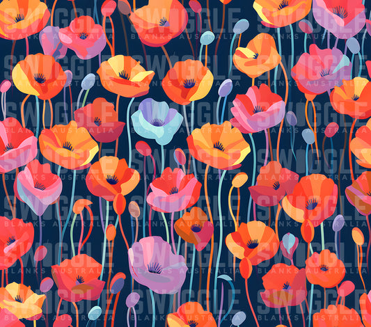 Poppy Florals #4 - Digital Download - 20oz Skinny Straight Tumbler Wrap