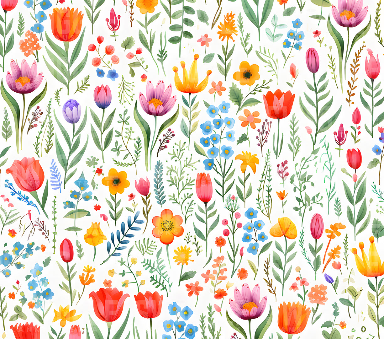 Field of Flowers Watercolour Kids #146 - Digital Download - Assorted Bottle Sizes