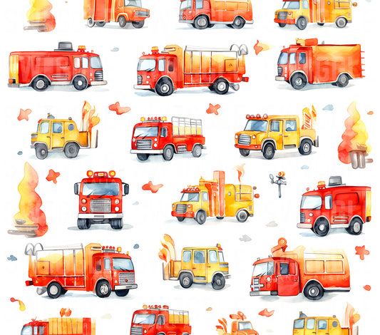 Fire Engines Watercolour Kids #147 - Digital Download - Assorted Bottle Sizes