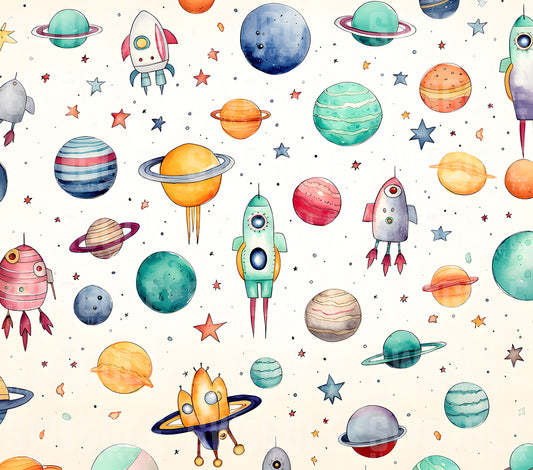 Rocket Ships Watercolour Kids #149 - Digital Download - Assorted Bottle Sizes