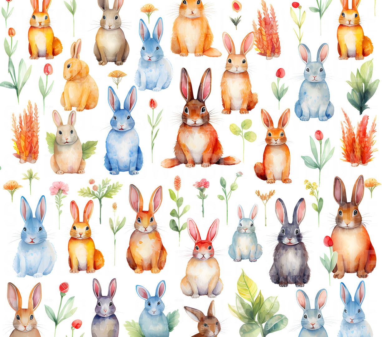 Bunny Rabbits Watercolour Kids #70 - Digital Download - Assorted Bottle Sizes