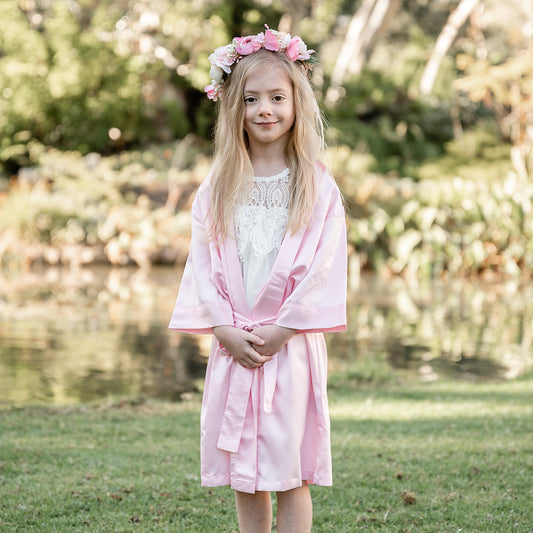 Light Pink Children's Satin Robe