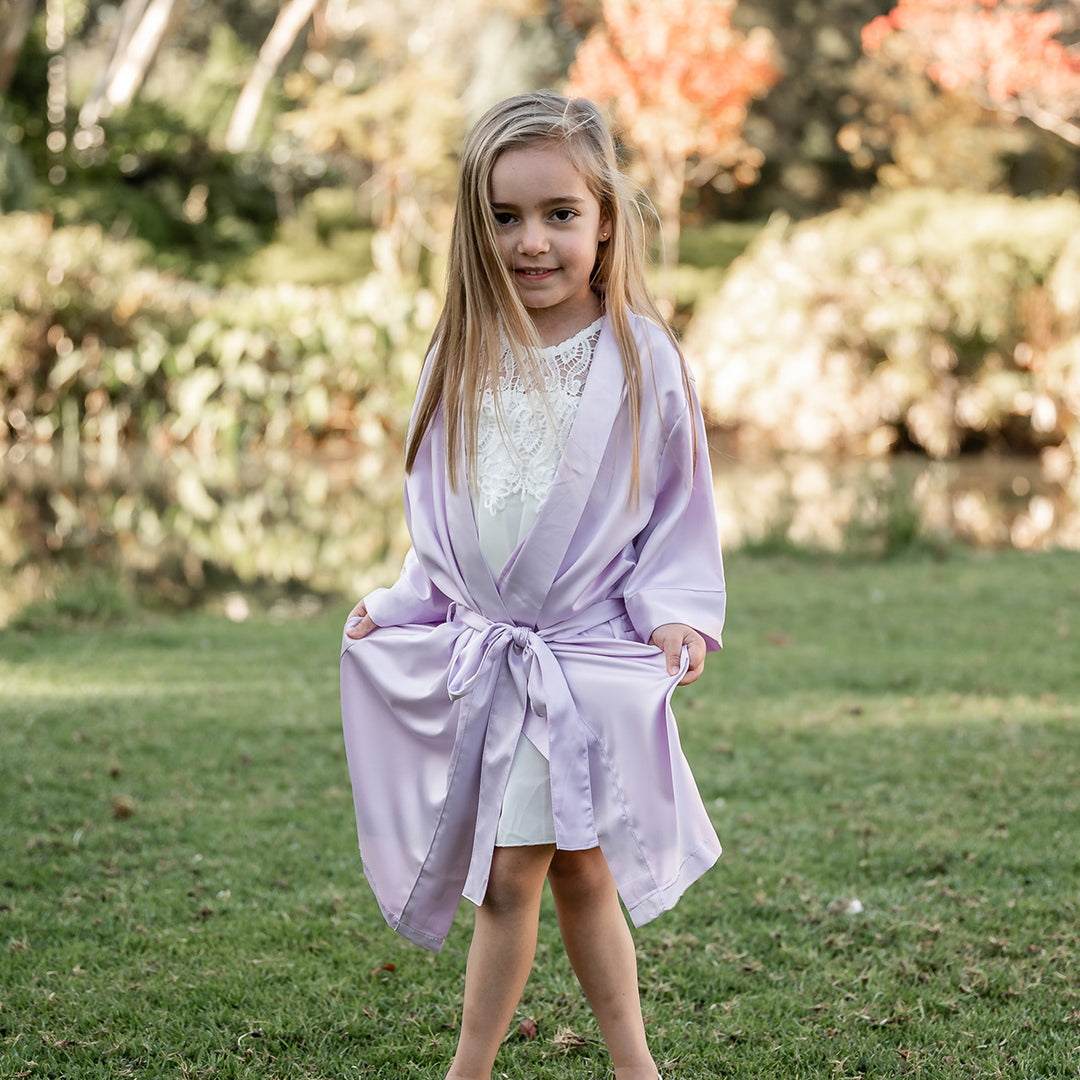 Lilac Children's Satin Robe