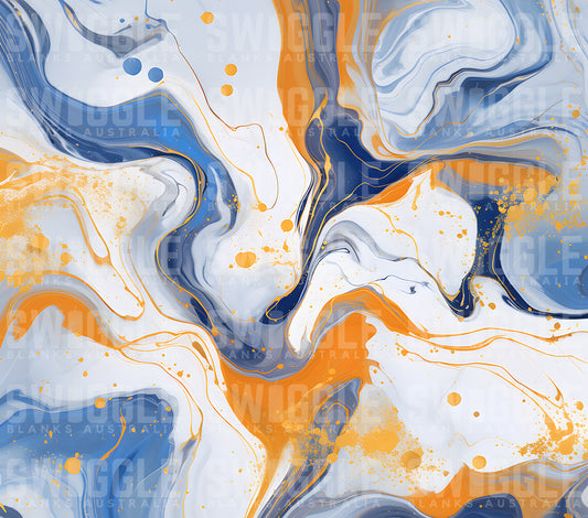Blue & Orange Marble #13 - Digital Download - 20oz Skinny Straight Tumbler Wrap