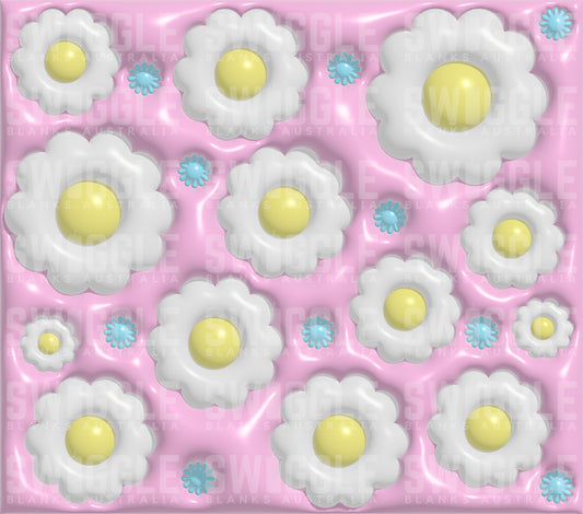 3D Puffy Daisy Flowers - Digital Download - 20oz Skinny Straight Tumbler Wrap