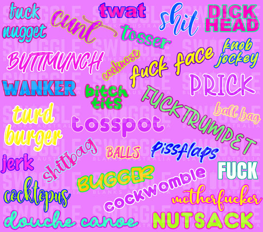 Swear Words Pink - Digital Download - 20oz Skinny Straight Tumbler Wrap