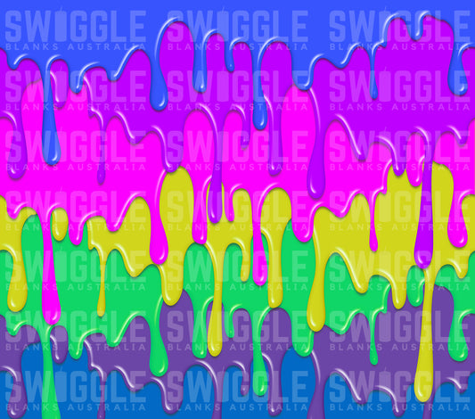 Rainbow Drips Blue - Digital Download - 20oz Skinny Straight Tumbler Wrap