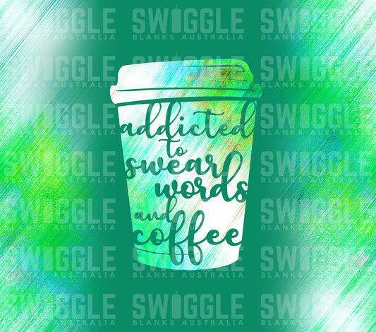 Addicted To Swear Words Green - Digital Download - 20oz Skinny Straight Tumbler Wrap