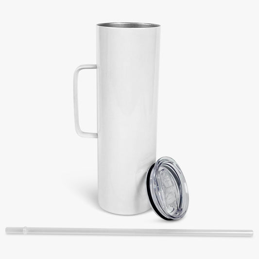 30oz Skinny Straight Sublimation Tumbler with Handle White Gloss