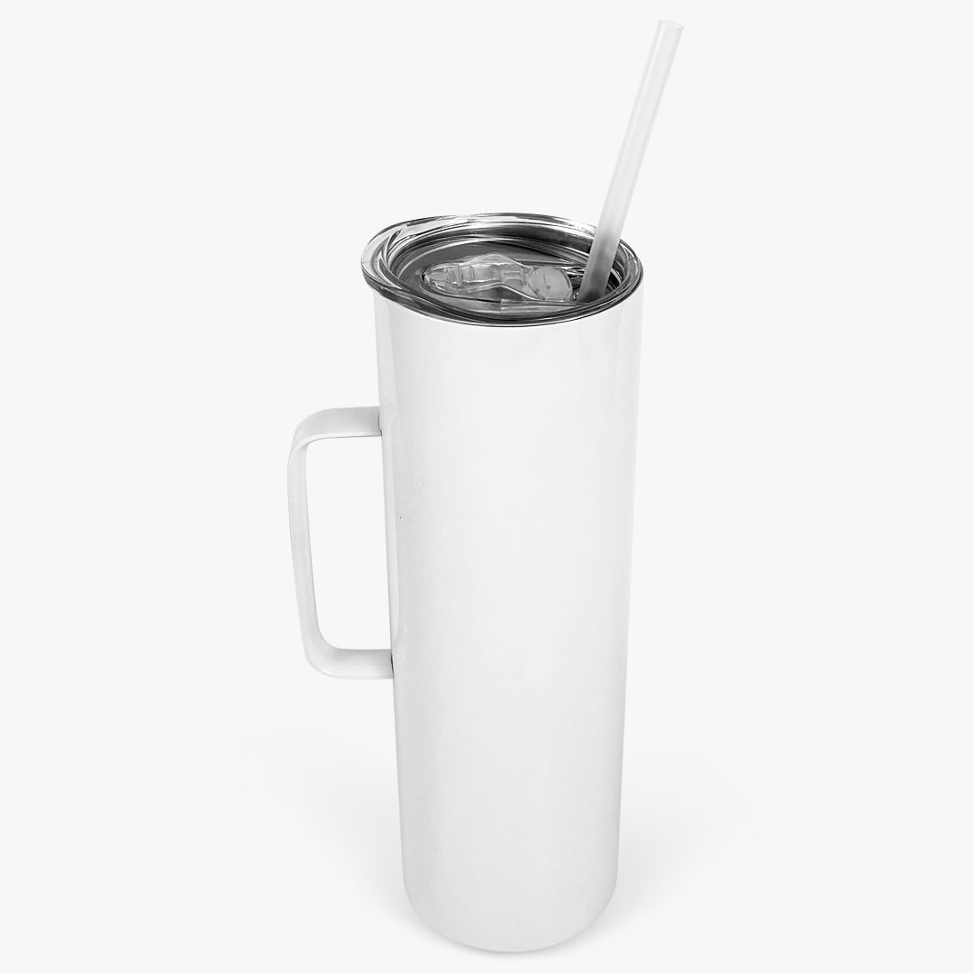 30oz Glossy Skinny Sublimation Tumbler with Handle